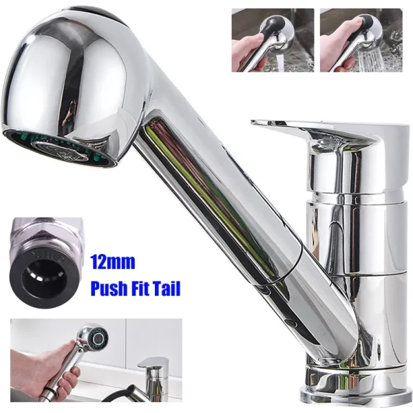 Wohnmobil Caravan Wasserhahn herausziehbar Spray Push 12mm 1